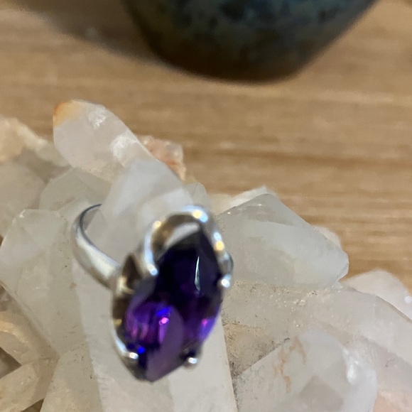 Amethyst Sterling silver ring teardrop - Picture 2 of 5